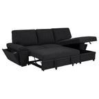 Demko Sleeper Sectional Sofa with Speaker and Storage Chaise Black