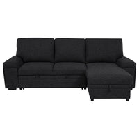 Demko Sleeper Sectional Sofa with Speaker and Storage Chaise Black