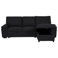 Demko Sleeper Sectional Sofa with Speaker and Storage Chaise Black