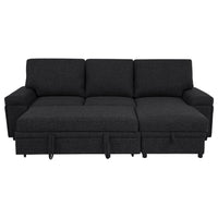 Demko Sleeper Sectional Sofa with Speaker and Storage Chaise Black
