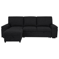 Demko Sleeper Sectional Sofa with Speaker and Storage Chaise Black