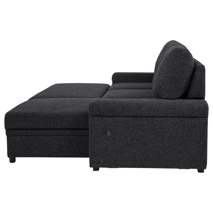 Demko Sleeper Sectional Sofa with Speaker and Storage Chaise Black