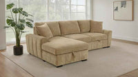 Pastrana Upholstered Sleeper Sectional Sofa LAF Chaise Camel