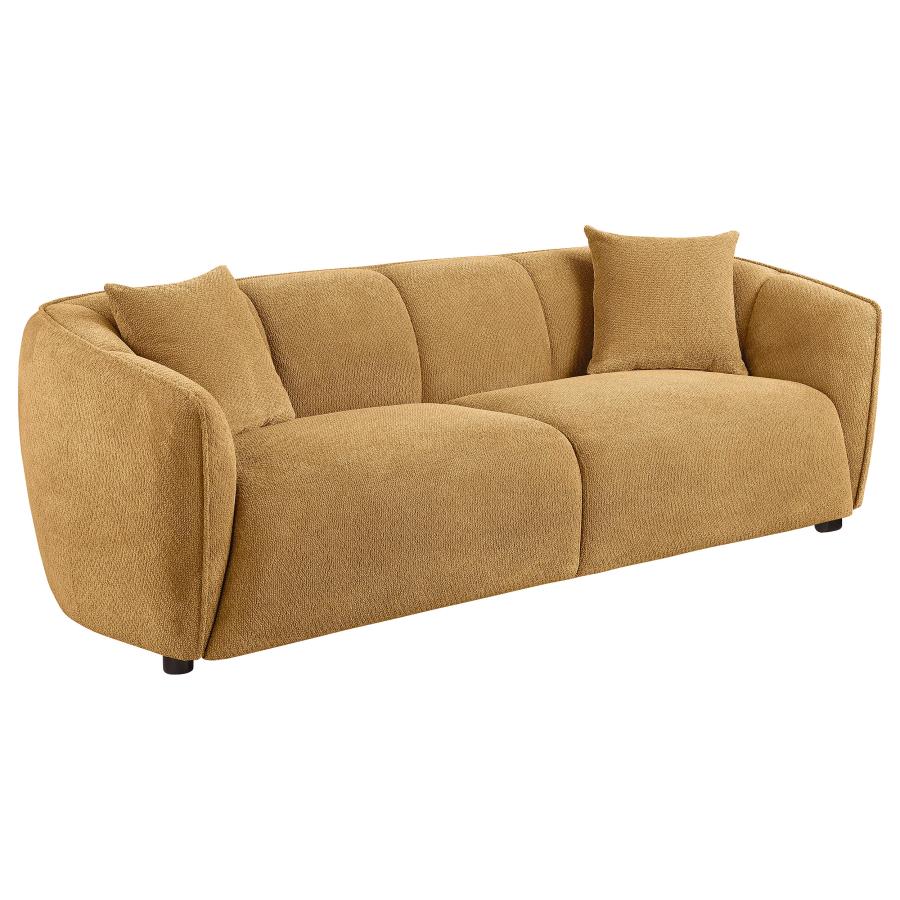 Home & Sleep Outlet - Aleisha Chenille Upholstered Sofa Mustard Yellow