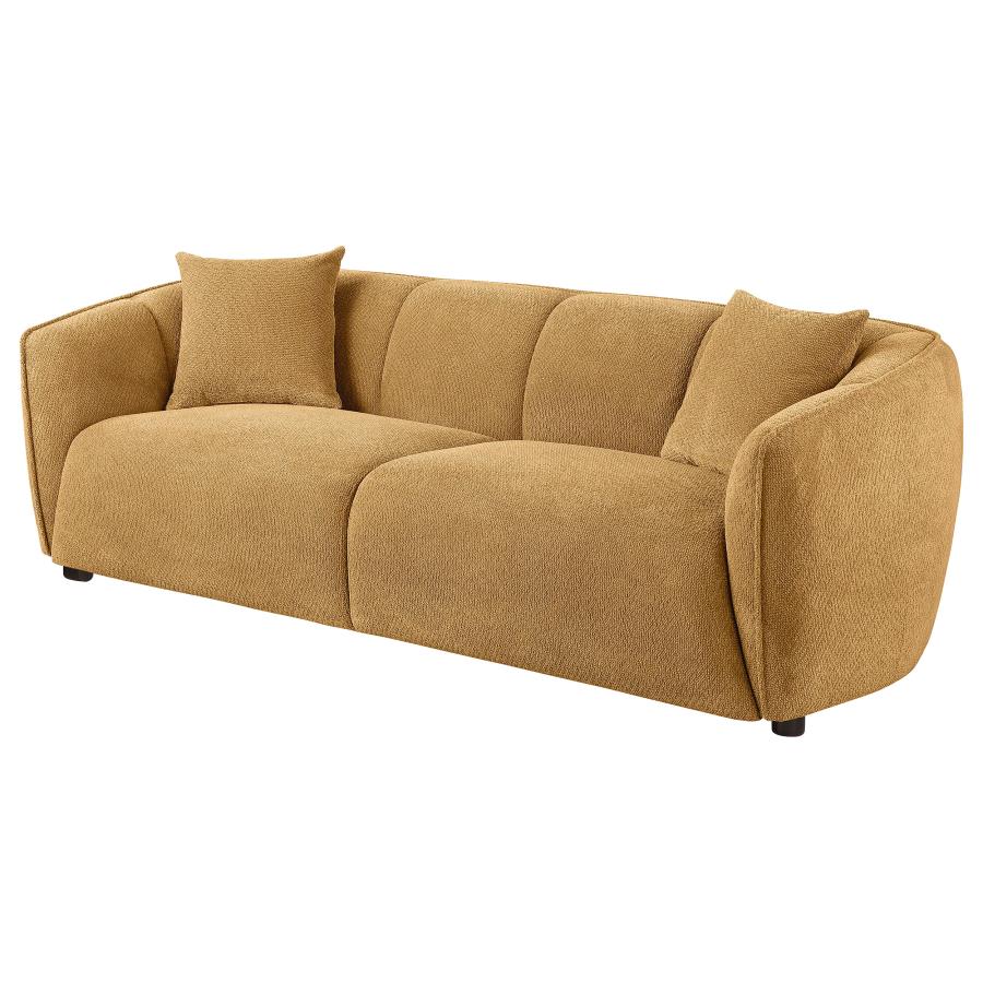 Home & Sleep Outlet - Aleisha Chenille Upholstered Sofa Mustard Yellow