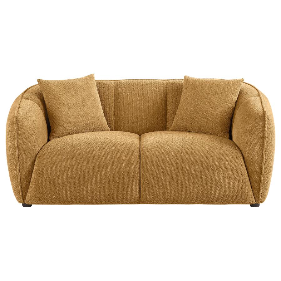 Home & Sleep Outlet - Aleisha Chenille Upholstered Loveseat Mustard Yellow