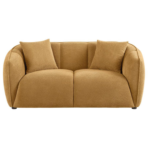 Home & Sleep Outlet - Aleisha Chenille Upholstered Loveseat Mustard Yellow