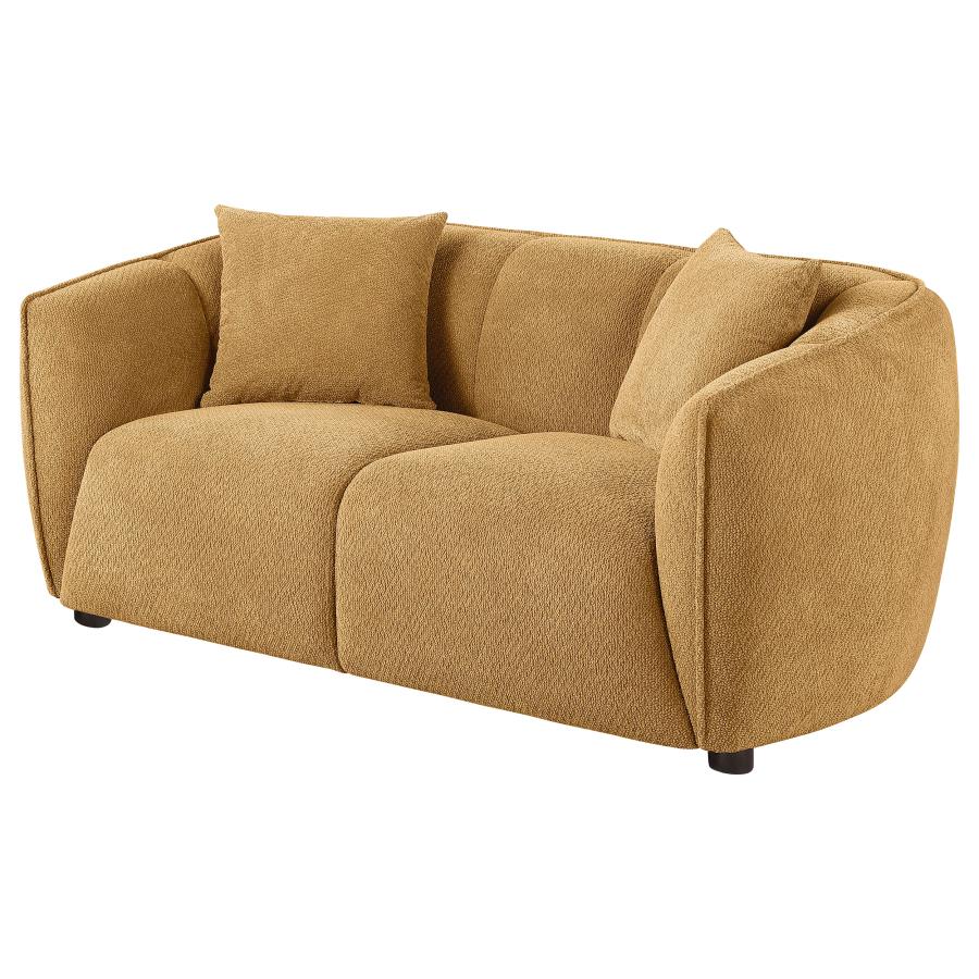 Home & Sleep Outlet - Aleisha Chenille Upholstered Loveseat Mustard Yellow