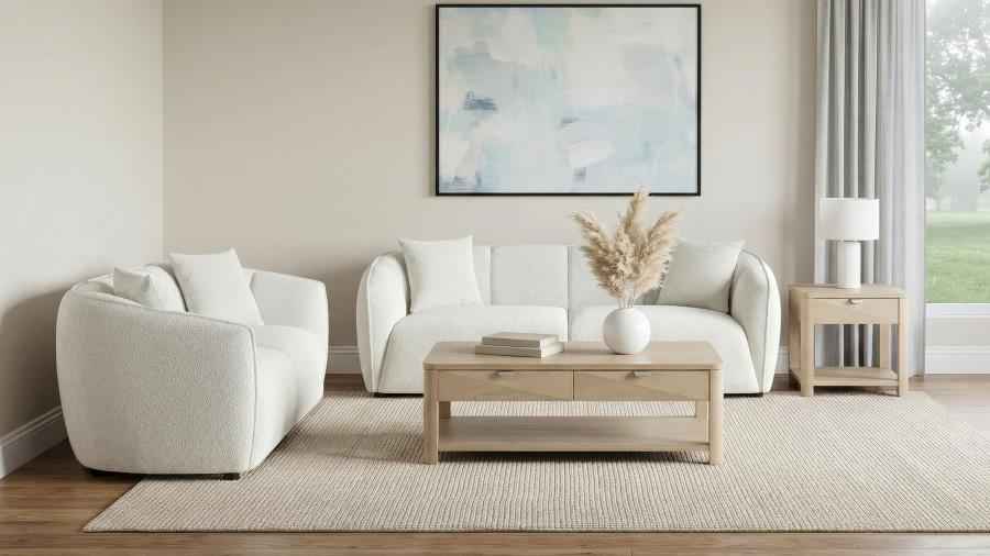 Aleisha 2-piece Fabroc Upholstered Sofa Set Sand
