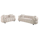 Whitney 2-Piece Contemporary Channel Tufted Woven Fabric Sofa Set Pebble