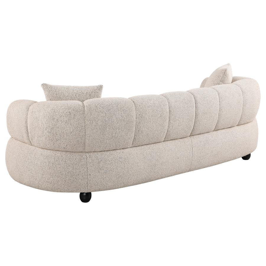 Whitney 2-Piece Contemporary Channel Tufted Boucle Sofa Set Pebble