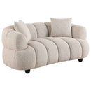 Whitney 2-Piece Contemporary Channel Tufted Woven Fabric Sofa Set Pebble