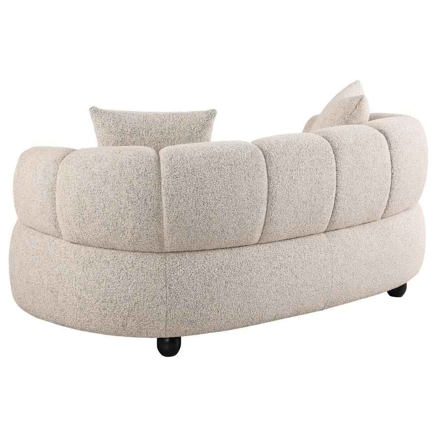 Whitney 2-Piece Contemporary Channel Tufted Woven Fabric Sofa Set Pebble