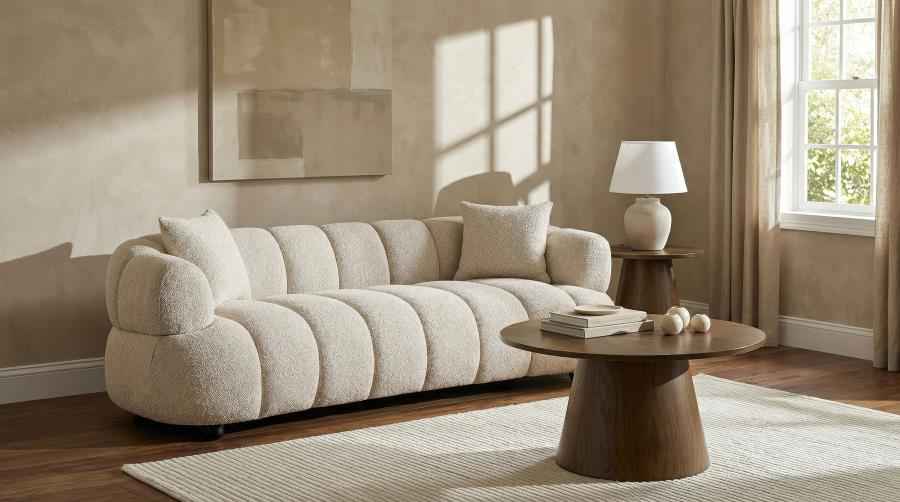 Whitney Contemporary Channel Tufted Woven Fabric Upholstered Sofa
