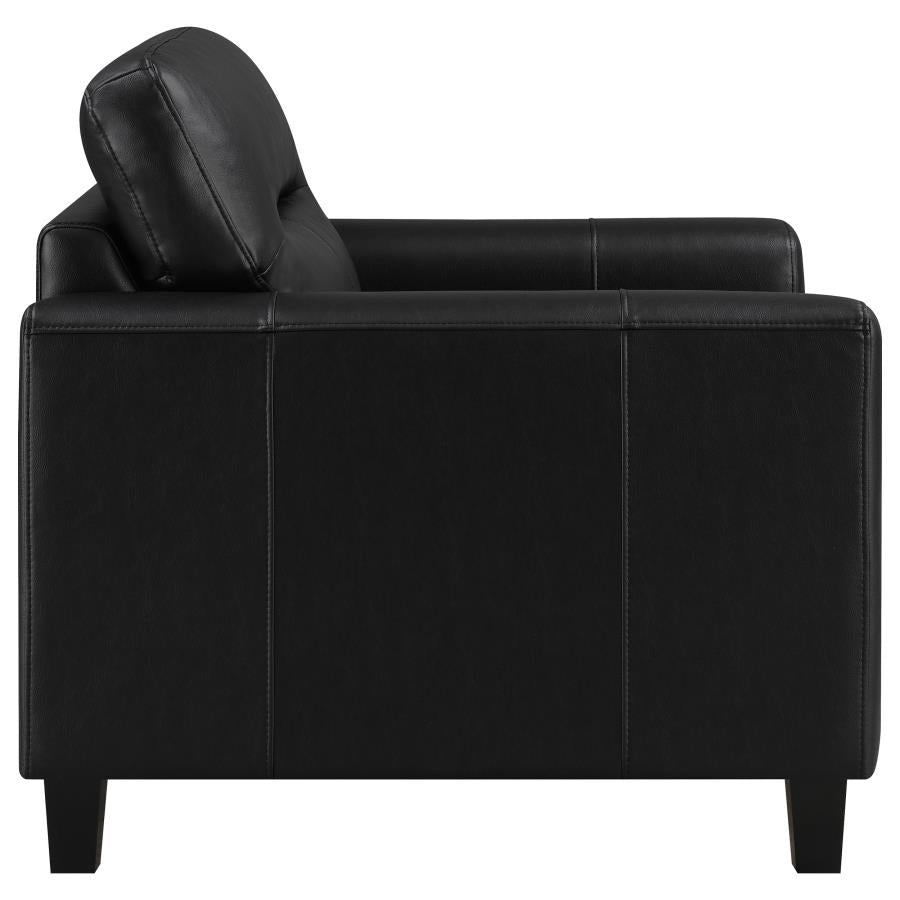 Scotland 3-piece Faux Leather Upholstered Sofa Set Black