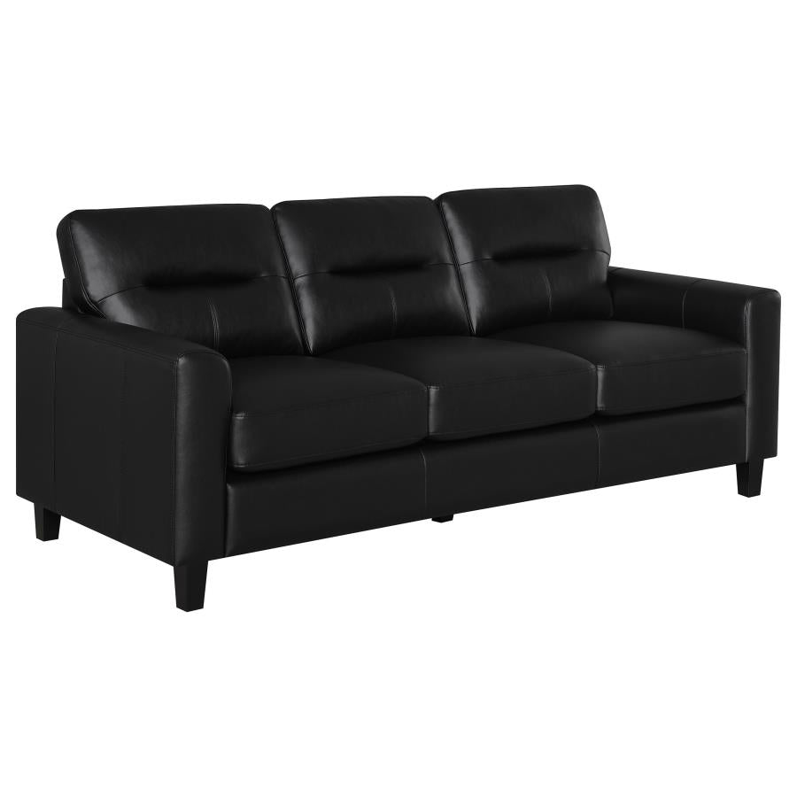 Home & Sleep Outlet - Scotland Faux Leather Upholstered Track Arm Sofa Black