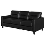 Home & Sleep Outlet - Scotland Faux Leather Upholstered Track Arm Sofa Black