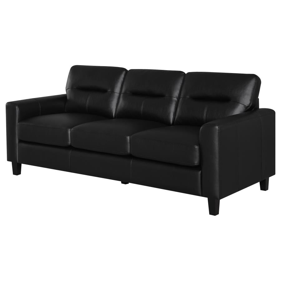 Home & Sleep Outlet - Scotland Faux Leather Upholstered Track Arm Sofa Black