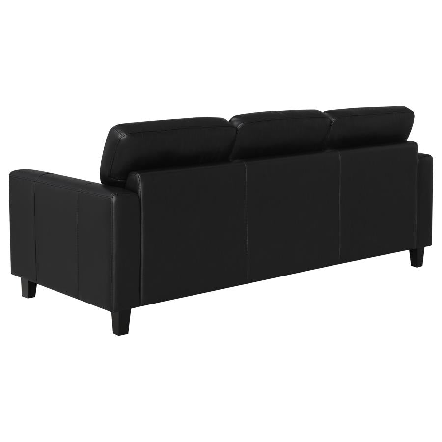 Home & Sleep Outlet - Scotland Faux Leather Upholstered Track Arm Sofa Black