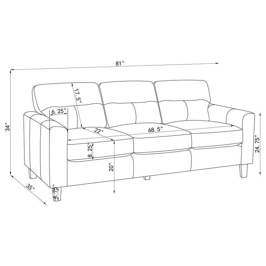Home & Sleep Outlet - Scotland Faux Leather Upholstered Track Arm Sofa Black