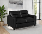 Home & Sleep Outlet - Scotland Faux Leather Upholstered Track Arm Loveseat Black