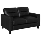 Home & Sleep Outlet - Scotland Faux Leather Upholstered Track Arm Loveseat Black