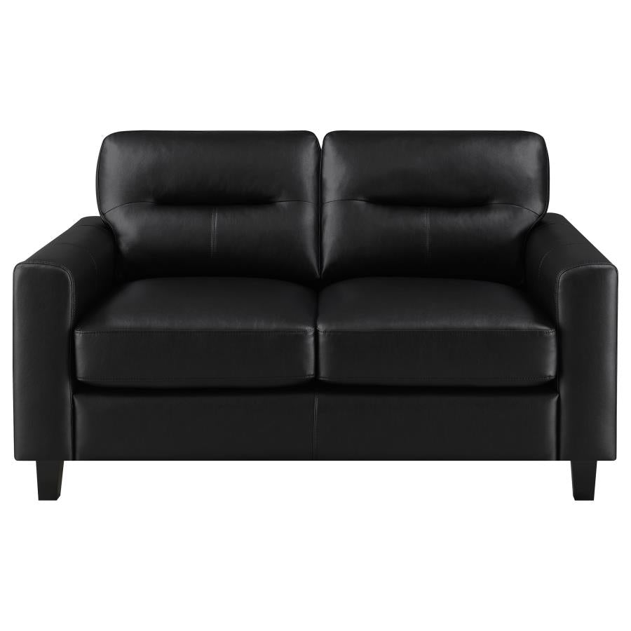 Home & Sleep Outlet - Scotland Faux Leather Upholstered Track Arm Loveseat Black