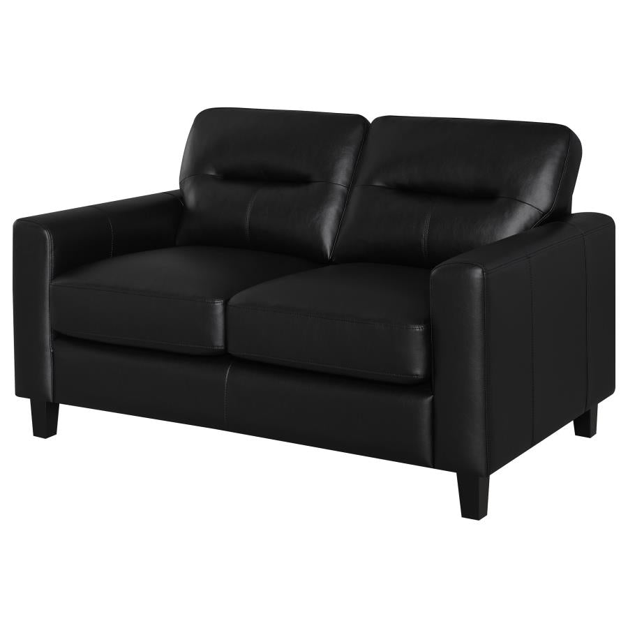 Home & Sleep Outlet - Scotland Faux Leather Upholstered Track Arm Loveseat Black