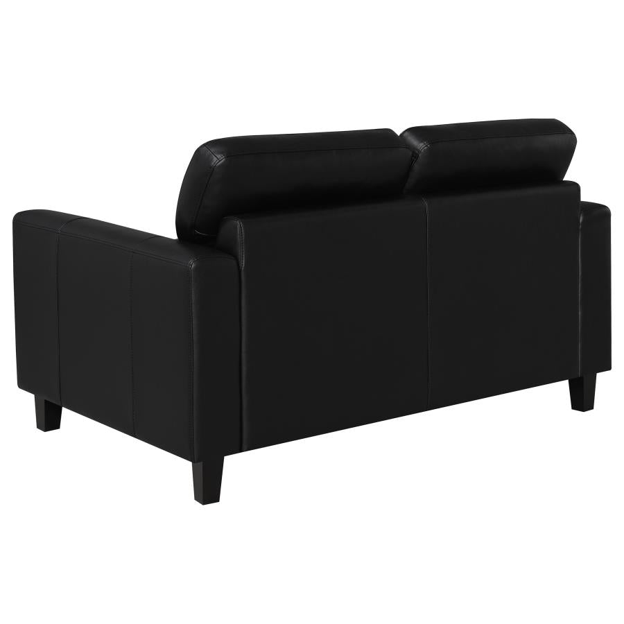 Home & Sleep Outlet - Scotland Faux Leather Upholstered Track Arm Loveseat Black