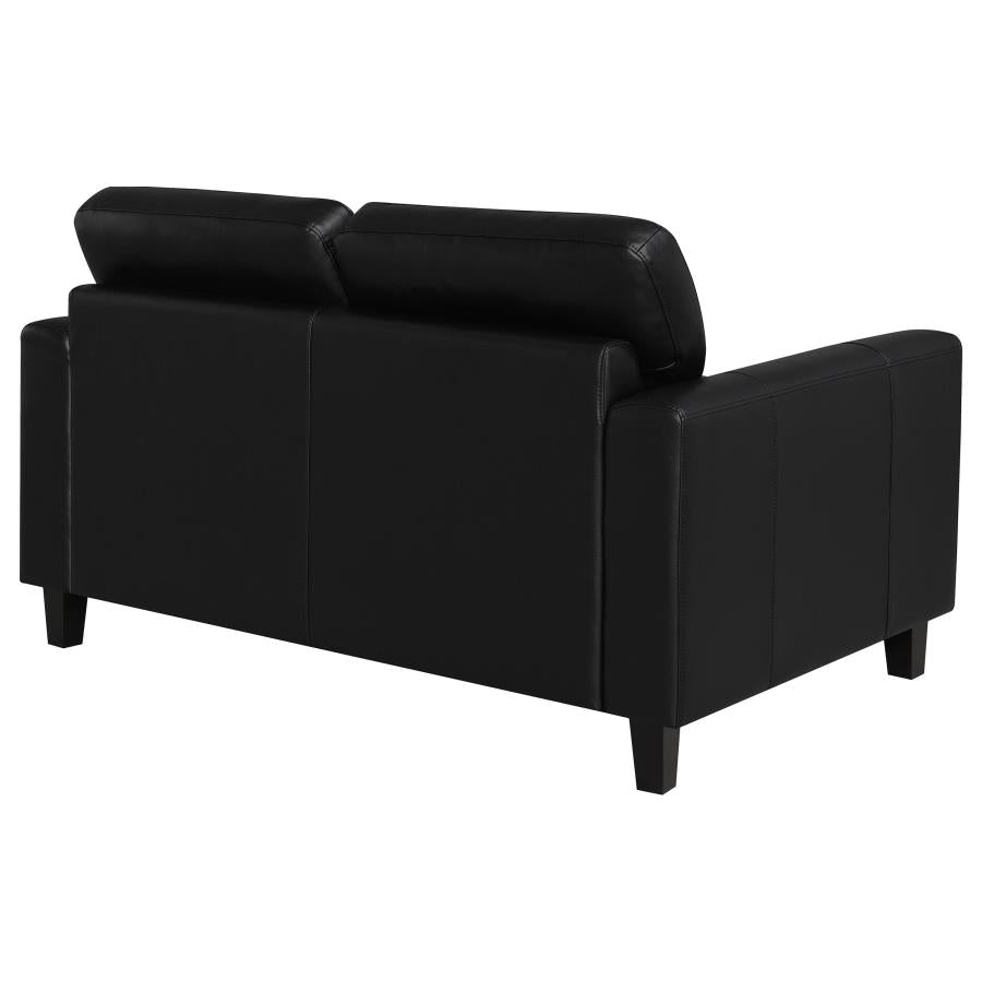 Home & Sleep Outlet - Scotland Faux Leather Upholstered Track Arm Loveseat Black