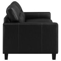 Scotland Faux Leather Upholstered Track Arm Loveseat Black