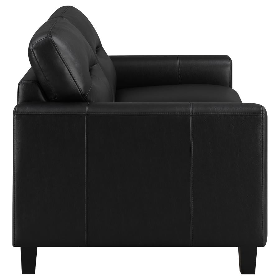 Home & Sleep Outlet - Scotland Faux Leather Upholstered Track Arm Loveseat Black