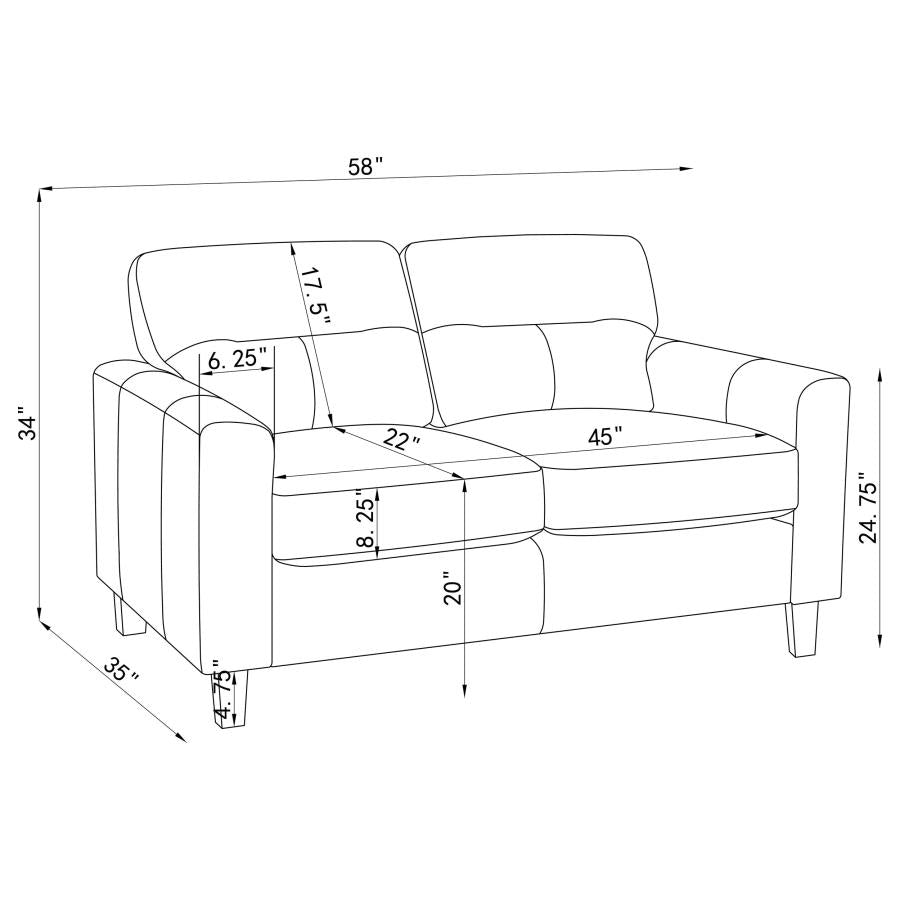 Home & Sleep Outlet - Scotland Faux Leather Upholstered Track Arm Loveseat Black