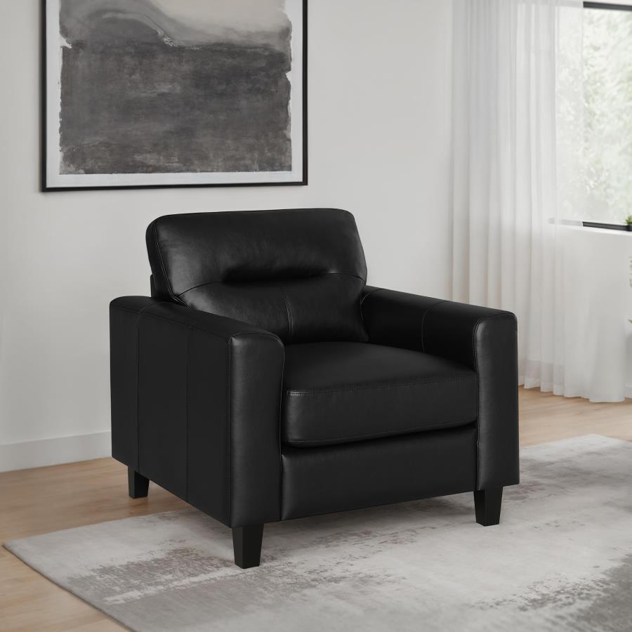 Home & Sleep Outlet - Scotland Faux Leather Upholstered Track Arm Chair Black