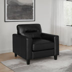 Home & Sleep Outlet - Scotland Faux Leather Upholstered Track Arm Chair Black