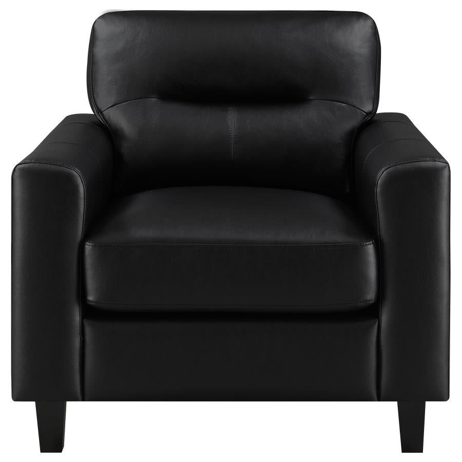 Home & Sleep Outlet - Scotland Faux Leather Upholstered Track Arm Chair Black