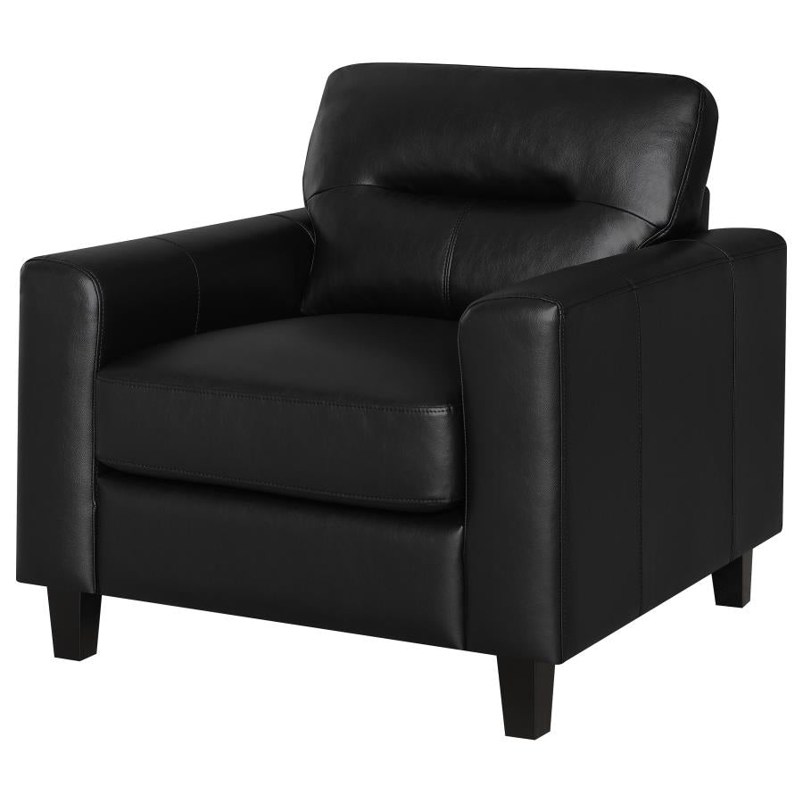 Home & Sleep Outlet - Scotland Faux Leather Upholstered Track Arm Chair Black