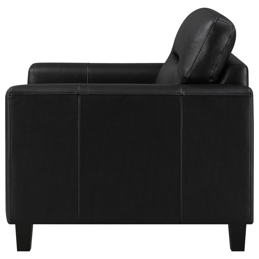 Home & Sleep Outlet - Scotland Faux Leather Upholstered Track Arm Chair Black