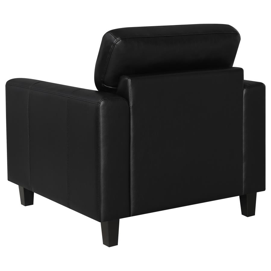 Home & Sleep Outlet - Scotland Faux Leather Upholstered Track Arm Chair Black