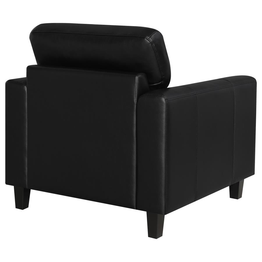 Home & Sleep Outlet - Scotland Faux Leather Upholstered Track Arm Chair Black