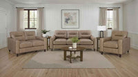 Scotland 3-piece Faux Leather Upholstered Sofa Set Brown