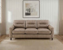 Scotland Faux Leather Upholstered Track Arm Sofa Brown