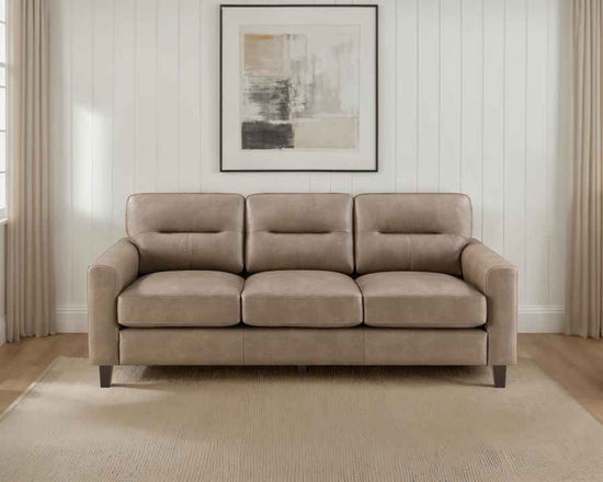 Scotland Faux Leather Upholstered Track Arm Sofa Brown