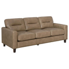 Home & Sleep Outlet - Scotland Faux Leather Upholstered Track Arm Sofa Brown