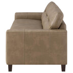 Home & Sleep Outlet - Scotland Faux Leather Upholstered Track Arm Sofa Brown