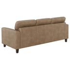Home & Sleep Outlet - Scotland Faux Leather Upholstered Track Arm Sofa Brown
