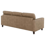 Home & Sleep Outlet - Scotland Faux Leather Upholstered Track Arm Sofa Brown