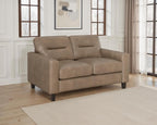Home & Sleep Outlet - Scotland Faux Leather Upholstered Track Arm Loveseat Brown