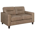 Home & Sleep Outlet - Scotland Faux Leather Upholstered Track Arm Loveseat Brown