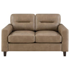 Home & Sleep Outlet - Scotland Faux Leather Upholstered Track Arm Loveseat Brown